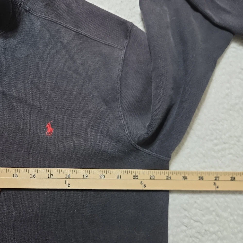 Vtg Polo Ralph Lauren 1/4 Zip Men's Size XL Black Thick 100% Cotton Sweater